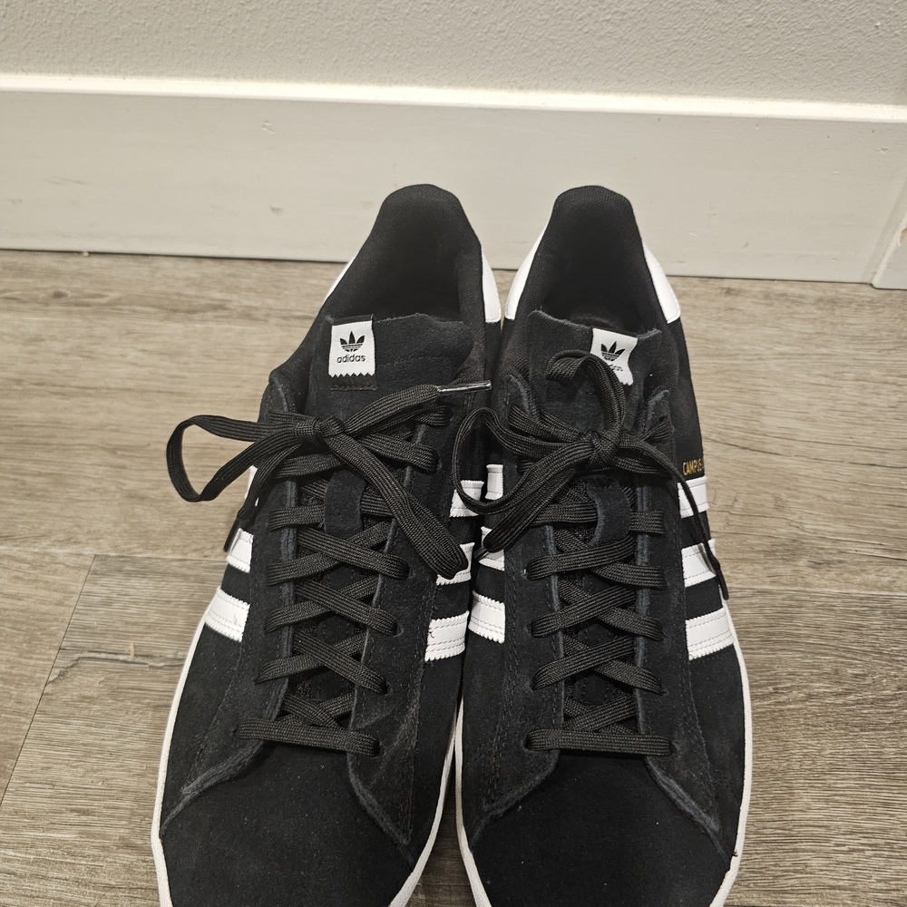 Adidas Men's Black/Suede Campus ADV Sneakers with White Stripes - Picture 3 of 7